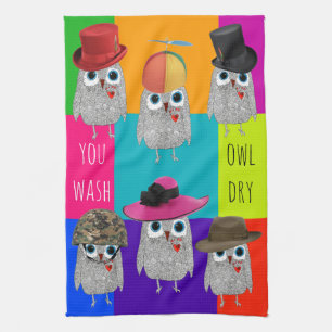 Whimsical en Schattigee Wise Owl keukenhanddoek
