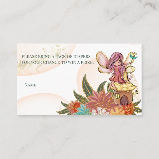 Whimsical Enchanted Fairy Ladybug Diaper Raffle Informatiekaartje (Achterkant)