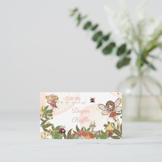 Whimsical Enchanted Fairy Ladybug Diaper Raffle Informatiekaartje (Staand voorkant)