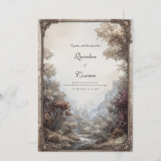 Whimsical Enchanted Forest bruiloft Kaart (Voorkant / Achterkant)