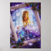 Whimsical Enchanted Forest Leeuw Fantasie Poster (Voorkant)