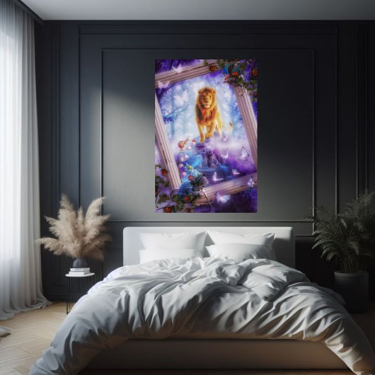 Whimsical Enchanted Forest Leeuw Fantasie Poster