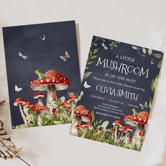Whimsical Enchanted Forest Mushroom Baby shower Kaart