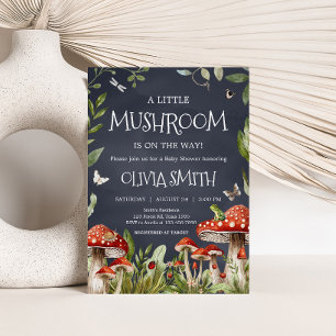 Whimsical Enchanted Forest Mushroom Baby shower Kaart