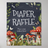 Whimsical Enchanted Forest Paddestoel Luier Raffle Poster (Voorkant)