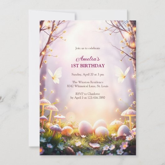 Whimsical Enchanted Forest verjaardagsfeestje Kaart (Voorkant)