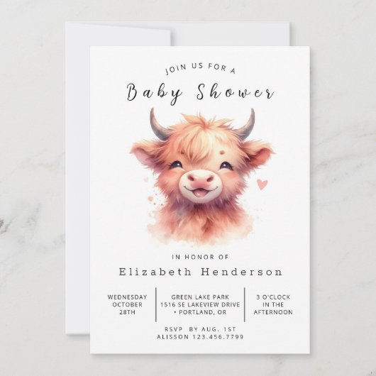 Whimsical Enchanted Fun Koe Baby shower Kaart (Voorkant)