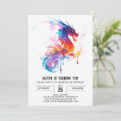 Whimsical Enchanted Kinder Dragon Birthday Kaart (Staand voorkant)