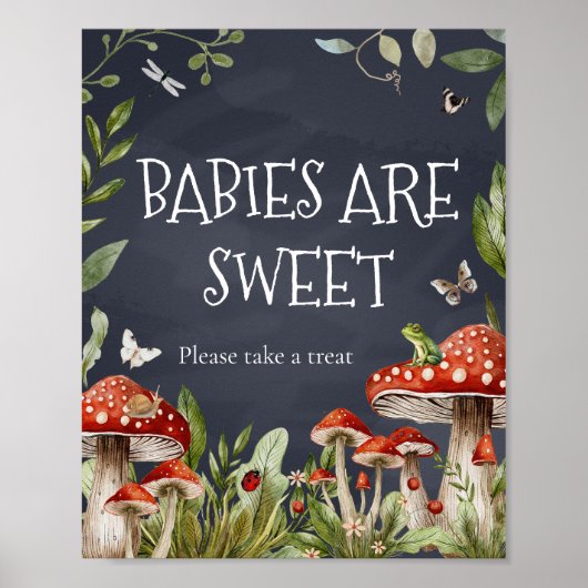 Whimsical Enchanted Mushroom Baby's zijn zoet Poster (Voorkant)