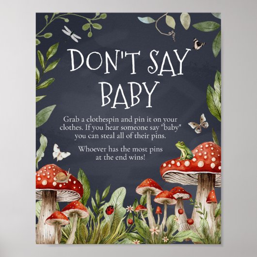 Whimsical Enchanted Mushroom zegt geen Baby Poster (Voorkant)