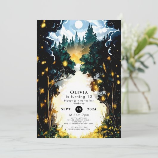 Whimsical Enchantment Woodland Verjaardag Kaart (Staand voorkant)