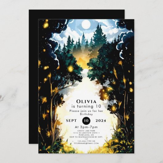 Whimsical Enchantment Woodland Verjaardag Kaart (Voorkant / Achterkant)