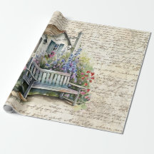 Whimsical Engels Cottage Flower Garden Oude brief