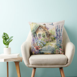 Whimsical Engels Cottage House Bloementuin Kussen
