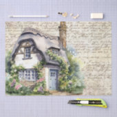 Whimsical Engels rieten huisje oude brief Tissuepapier (Craft)