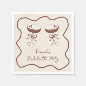 Whimsical Espresso Martini Hand getrokken Bachelor Servet (Voorkant)