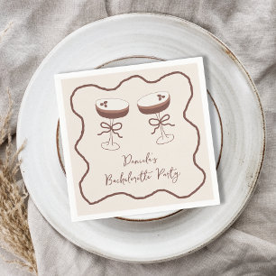 Whimsical Espresso Martini Hand getrokken Bachelor Servet