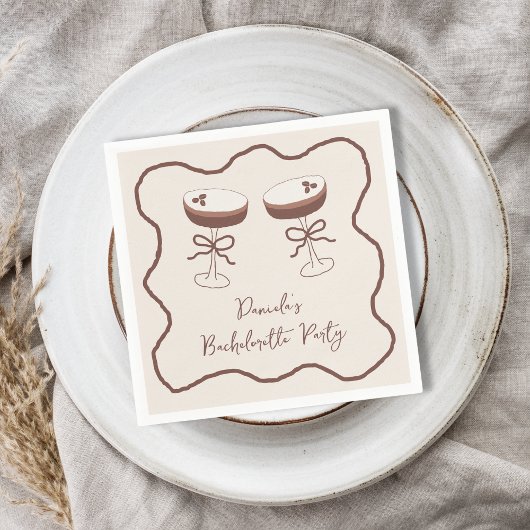 Whimsical Espresso Martini Hand getrokken Bachelor Servet
