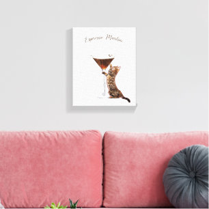 Whimsical Espresso Martini Kat Bar Kar Canvas Afdruk