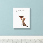 Whimsical Espresso Martini Kat Bar Kar Canvas Afdruk (Insitu (Houten vloer))