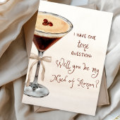 Whimsical Espresso Martini Maid of Honor Voorstel Kaart