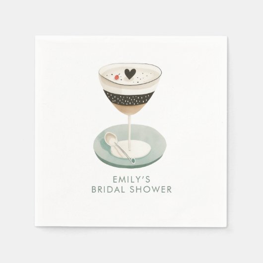 Whimsical Espresso Martini Naam Bruidsfeest Servet (Voorkant)