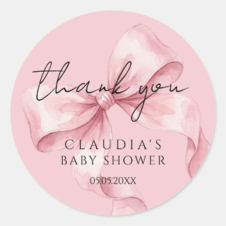 Whimsical Esthetische Roze Strik Bedankt Ronde Sticker