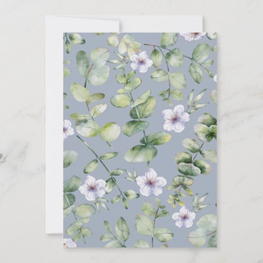 Whimsical Eucalyptus Watercolor Bruiloft Invi Kaart (Achterkant)