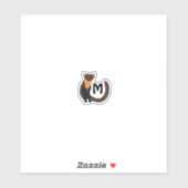 Whimsical European Pine Marten Monogram Contour Sticker (Vel)
