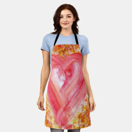 Whimsical Expressionistische Kwaststreek Rode Hart Schort