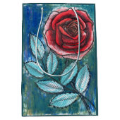 Whimsical Expressionistische Rode Roos Tealbladere Medium Cadeauzakje (Voorkant)