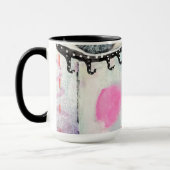 Whimsical Face Black White Neon Pink Red Artistic Mok (Links)