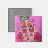 Whimsical Face Square Magnet (Voorkant / Achterkant)