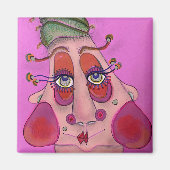Whimsical Face Square Magnet (Voorkant)