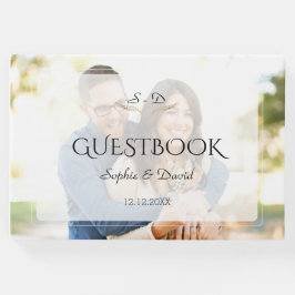 Whimsical Faded Foto Geometric Wedding Gastenboek