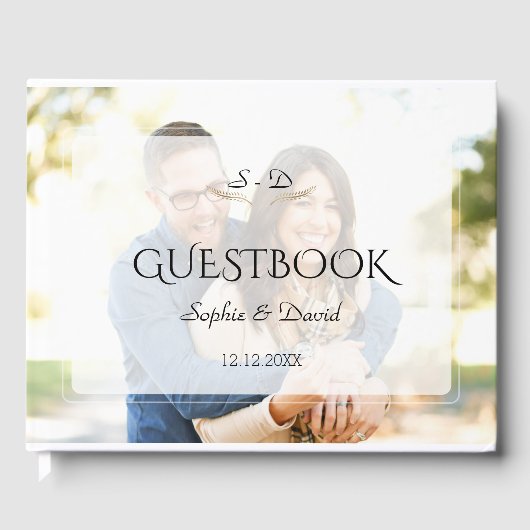 Whimsical Faded Foto Geometric Wedding Gastenboek (Voorkant)