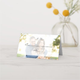 Whimsical Faded Foto Geometric Wedding Plaatskaartje