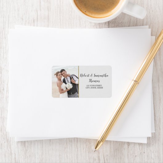 Whimsical Faded Photo Calligraphy Wedding Etiket (Insitu)