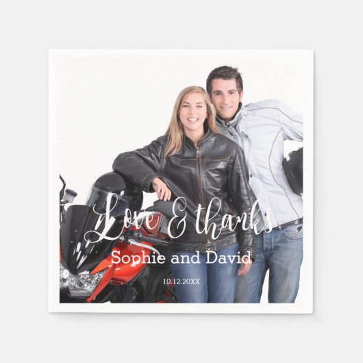 Whimsical Faded Photo Calligraphy Wedding Servet (Voorkant)