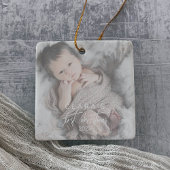 Whimsical Faded Photo First KerstSquare Keramisch Ornament