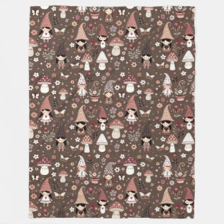 Whimsical Fair Gnomes and Mushrooms Personalized Fleece Deken