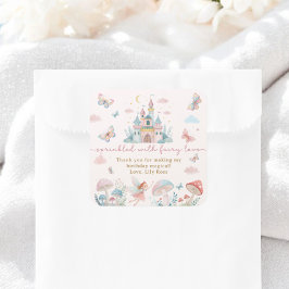 Whimsical Fairy 1st Birthday Bedankt Vierkante Sticker