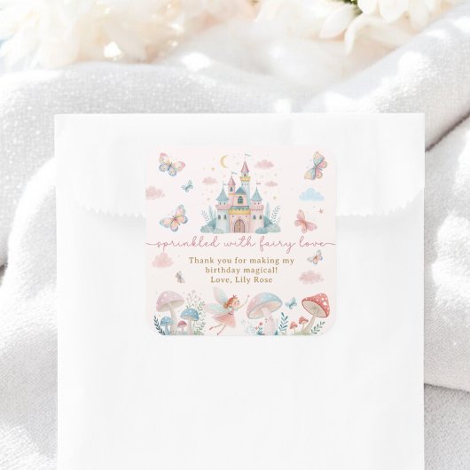 Whimsical Fairy 1st Birthday Bedankt Vierkante Sticker