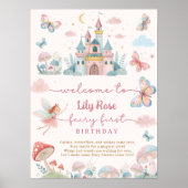 Whimsical Fairy 1st Verjaardagsfeest Magisch Welko Poster (Voorkant)