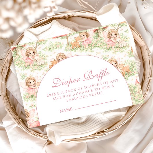 Whimsical Fairy Baby Shower Diapper Raffle Informatiekaartje