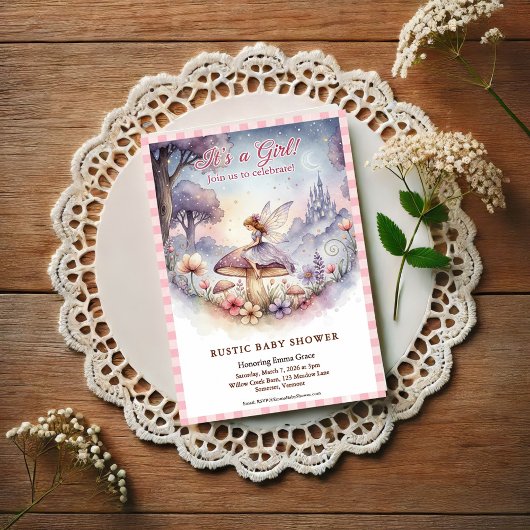 Whimsical Fairy Baby Shower Invitation Briefkaart