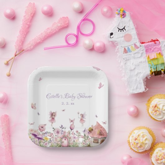 Whimsical Fairy Baby shower Papier Borden Papieren Bordje (Feest)