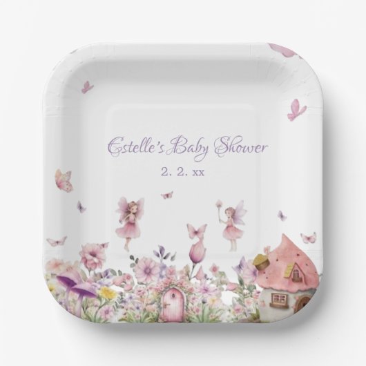 Whimsical Fairy Baby shower Papier Borden Papieren Bordje (Voorkant)