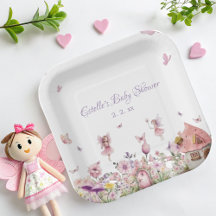 Whimsical Fairy Baby shower Papier Borden