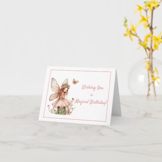 Whimsical Fairy beroemd gemaakt door Pink Birthday Kaart (Gele Bloem)